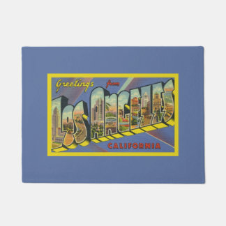 Los Angeles Artwork California Greetings Purple Doormat