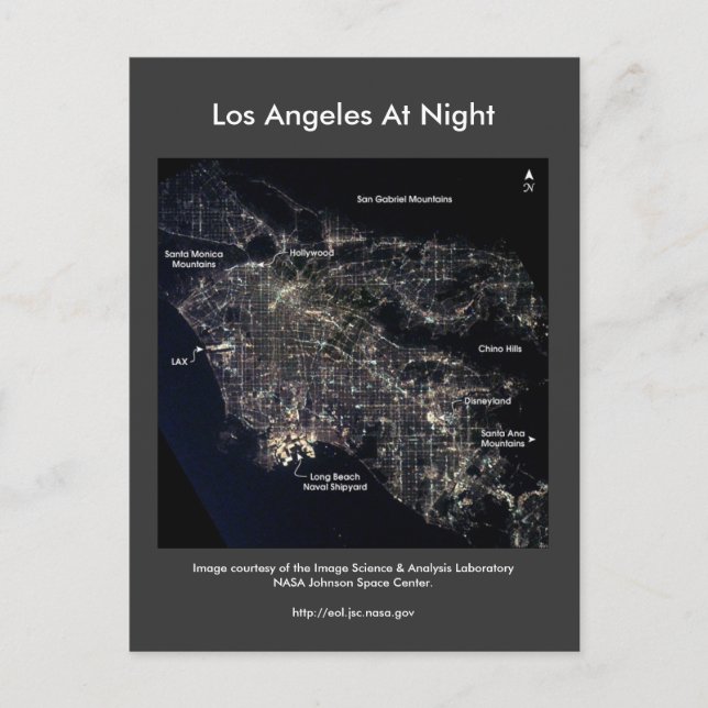 Los Angeles At Night Postcard (Front)