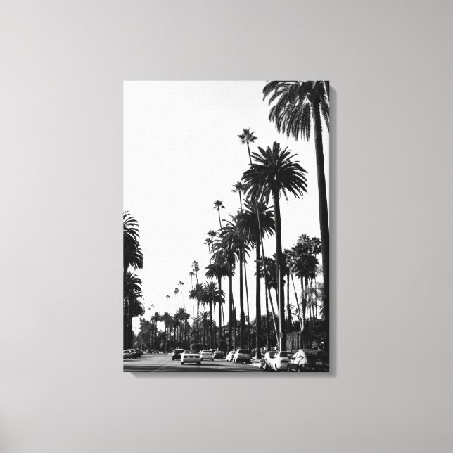 Los Angeles Beverly Hills Black & White Canvas Print (Front)