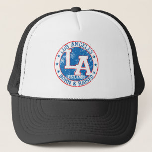 Los Angeles born and raised red white and blue Trucker Hat