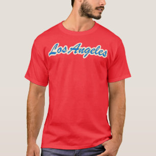 Los Angeles C Powder Blue and Gold on White T-Shirt