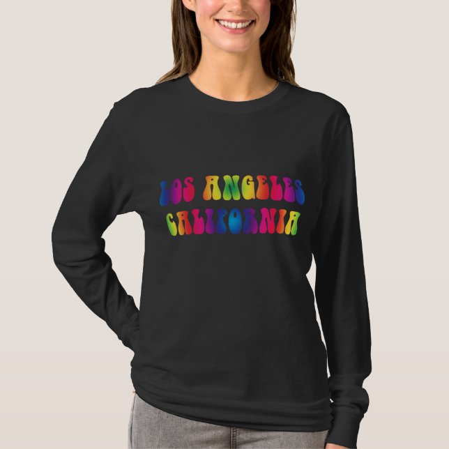 Los Angeles CA 60s TieDye Dark T-shirt (Front)