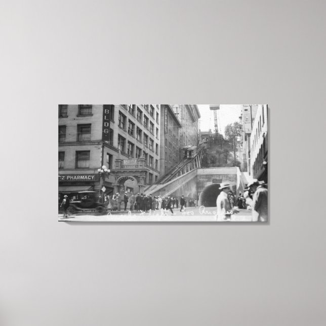 Los Angeles, CA Andels Flight Street Cars Canvas Print (Front)