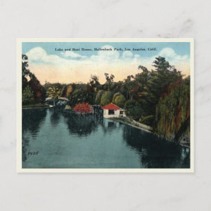 Los Angeles CA, Hollenbeck Park, Vintage Style Postcard