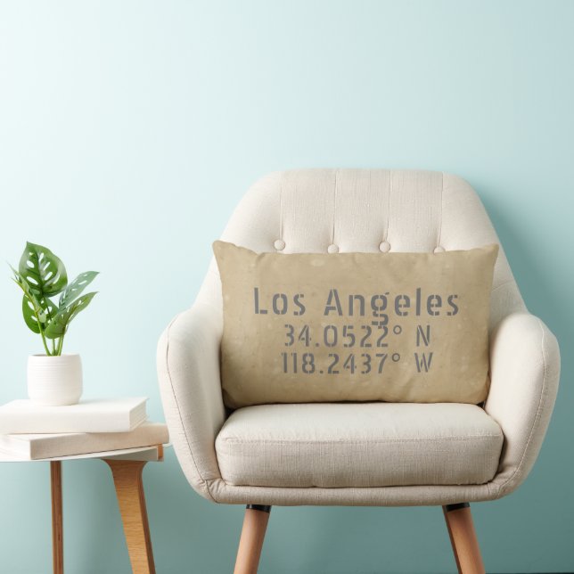 Los Angeles CA Latitude Longitude Lumbar Cushion (Chair)
