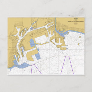 Los Angeles, CA Nautical Harbour Chart Postcard