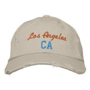 Los Angeles CA Orange and Blue Vintage Style Embroidered Hat