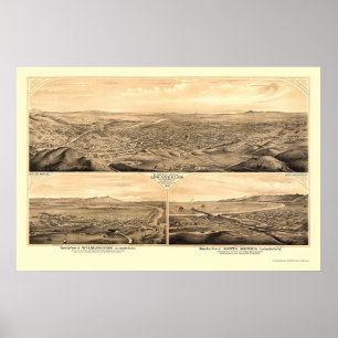 Los Angeles, CA Panoramic Map - 1877 Poster