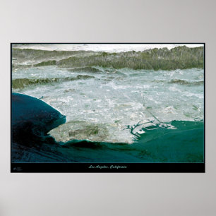 Los Angeles, CA Perspective I satellite print map