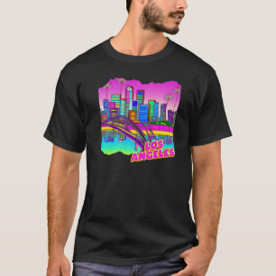 Los Angeles CA Retro 90s Vaporwave 80s Travel Wand T-Shirt