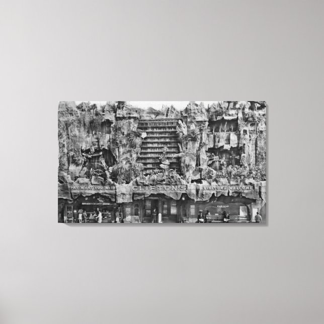 Los Angeles, CA View of Clifton's Pacific Seas Canvas Print (Front)