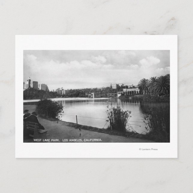 Los Angeles, CA West Lake Park City View Postcard (Front)