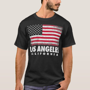 Los Angeles California 4th of July American Flag U T-Shirt