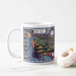Los Angeles, California, Antique Aerial City Map Coffee Mug
