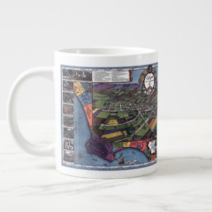 Los Angeles, California, Antique Aerial City Map Large Coffee Mug