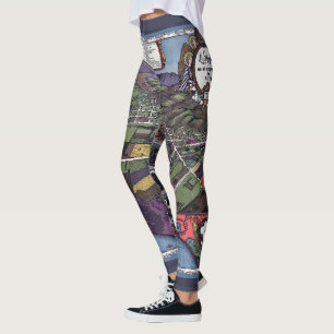 Los Angeles, California, Antique Aerial City Map Leggings