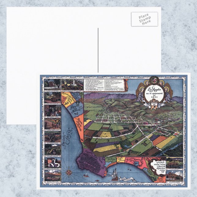 Los Angeles, California, Antique Aerial City Map Postcard (Creator Uploaded)