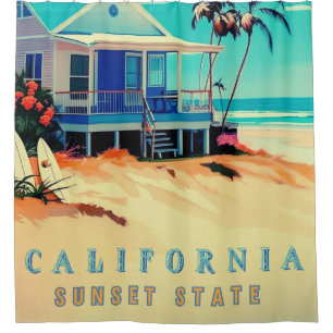 Los Angeles california beach home decor Shower Curtain