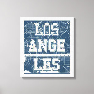 Los Angeles, California Blue City Map Canvas Print