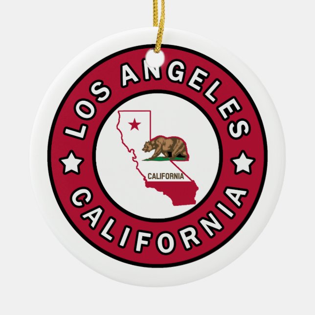Los Angeles California Ceramic Tree Decoration (Front)