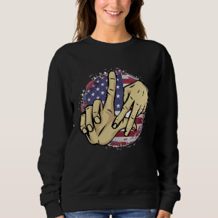 Los Angeles California Chicano USA Flag LA LA Hand Sweatshirt