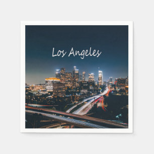Los Angeles California City Skyline at night Napkin