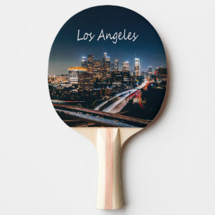 Los Angeles California City Skyline at night Ping Pong Paddle