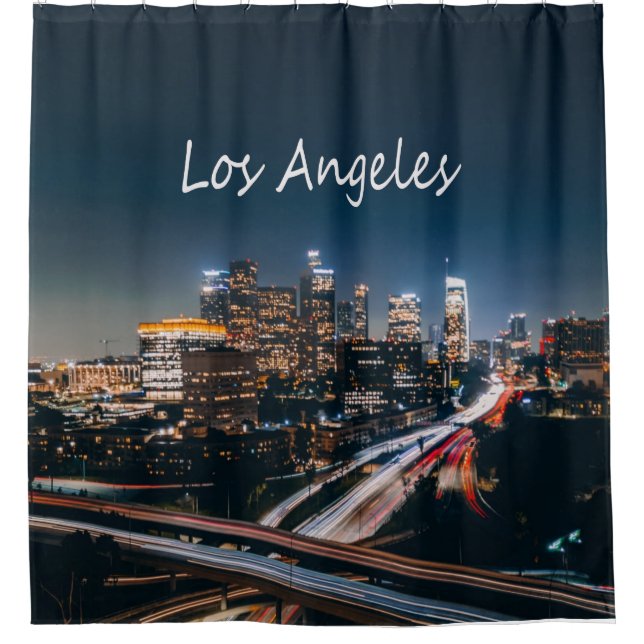 Los Angeles California City Skyline at night Shower Curtain (Front)