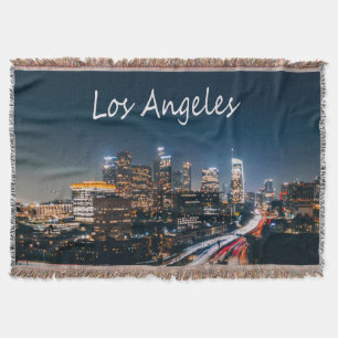 Los Angeles California City Skyline at night Throw Blanket