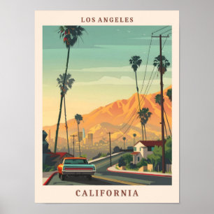Los Angeles California Elegant Art Vintage Travel Poster