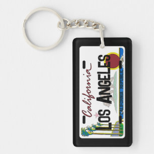 Los Angeles California flag license plate keychain
