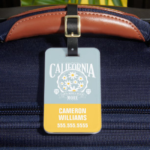 Los Angeles California Floral Graphic Luggage Tag