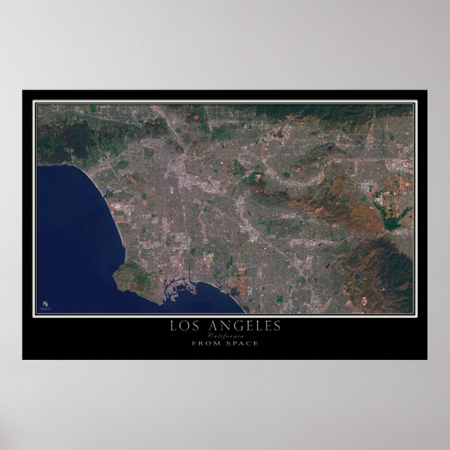Los Angeles California From Space Satellite Map Poster (Front)