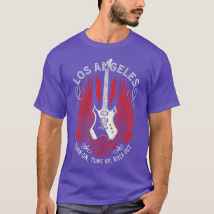 Los Angeles California Guitar Wings Rock and Roll T-Shirt