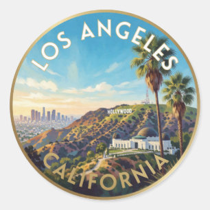 Los Angeles California Hollywood Travel Classic Round Sticker