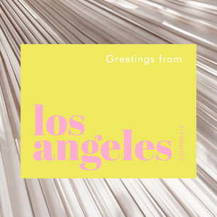 Los Angeles California modern pink yellow Postcard