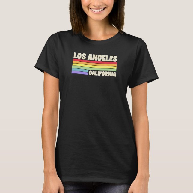 Los Angeles California Pride Rainbow Flag Gay Prid T-Shirt (Front)