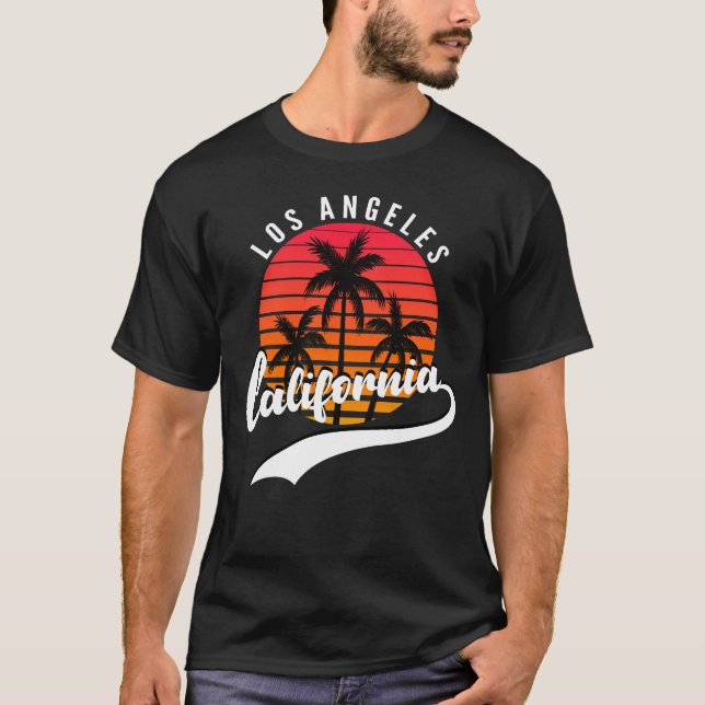 Los Angeles, California Retro Sunset Men's T-Shirt (Front)