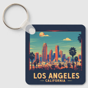 Los Angeles California Retro Travel Key Ring