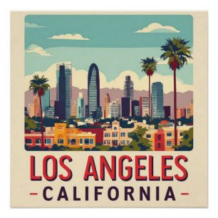 Los Angeles California Retro Travel Poster
