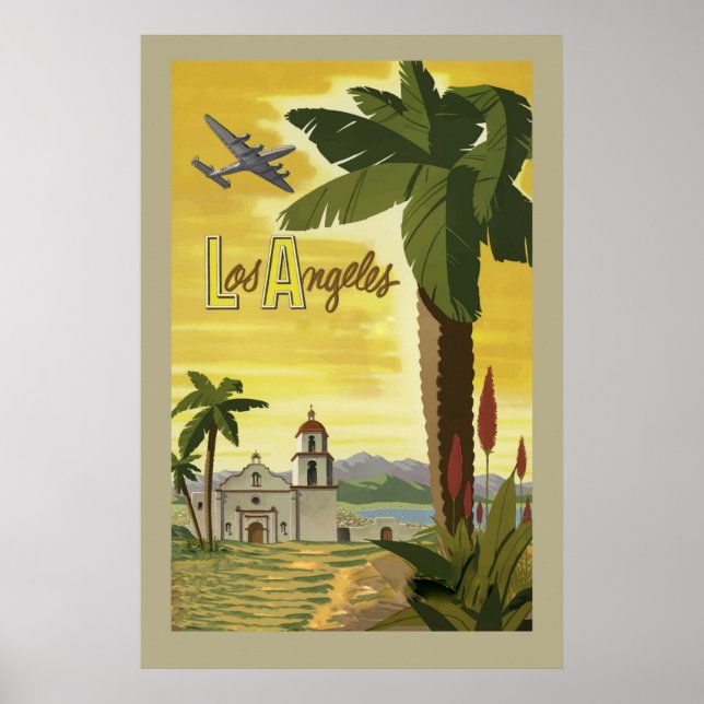 Los Angeles California Retro Vintage Travel Poster (Front)