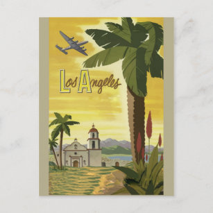 Los Angeles California Retro Vintage Travel Poster Postcard