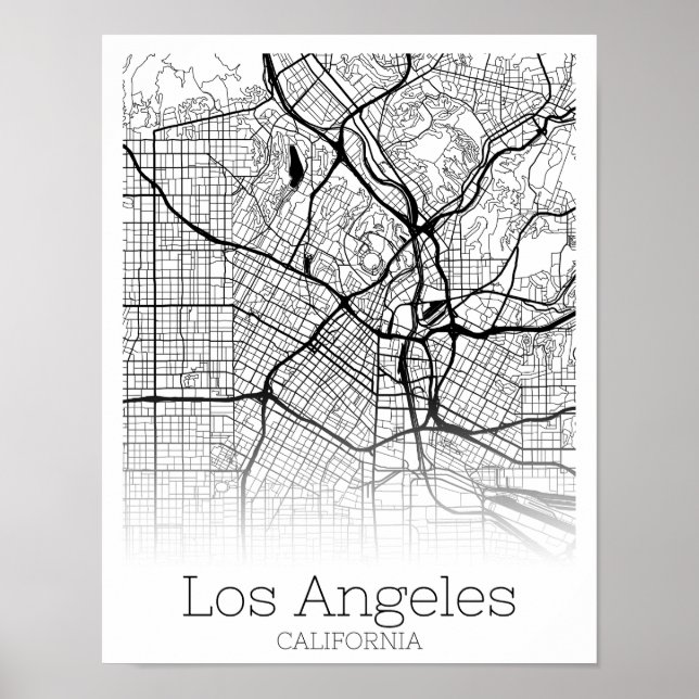 Los Angeles California Road Map Instant Download Poster (Front)