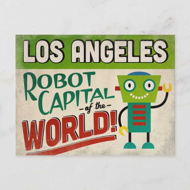 Los Angeles California Robot - Funny Vintage Postcard (Front)