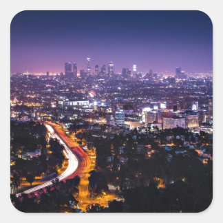 Los Angeles, California Skyline at night Square Sticker