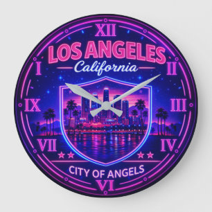 Los Angeles California Skyline Large Clock