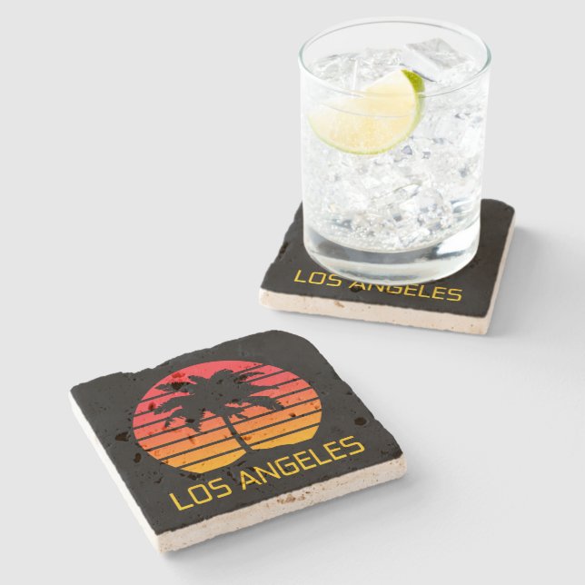 Los Angeles California Sunset  Stone Coaster (Side)