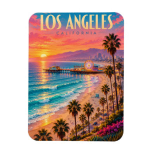 Los Angeles California Sunset Travel Poster Magnet