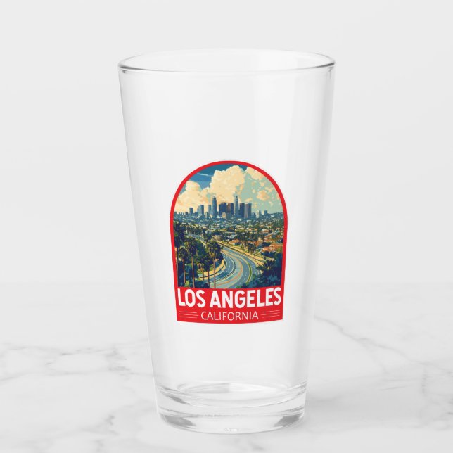 Los Angeles California Travel Art Emblem Glass (Front)