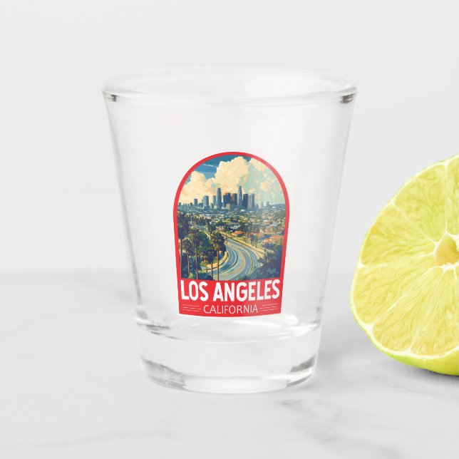 Los Angeles California Travel Art Emblem Shot Glass (Front)